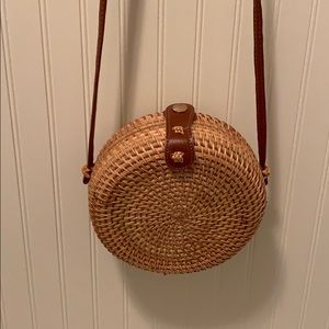 Rattan purse with snap closure